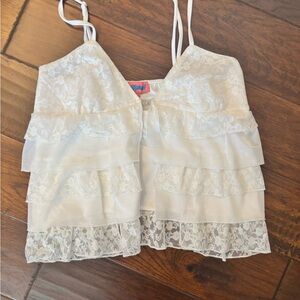 Edikted Ivory Lace Tiered Spaghetti Strap Camisole